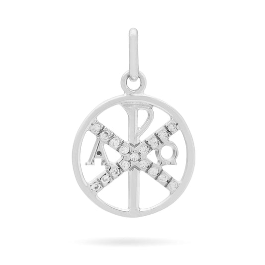 Sterling Silver Peace Cross Medal with Zirconia
