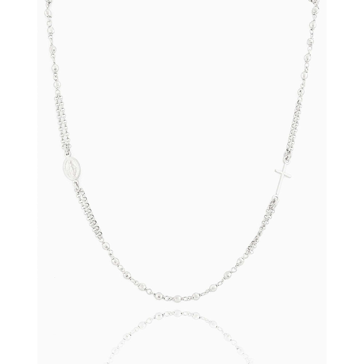 STERLING SILVER PLATED 3 MM BEADS NECKLACE