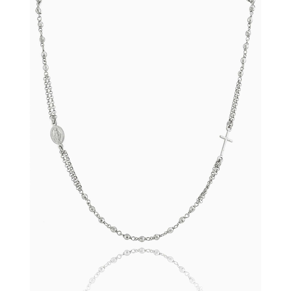 STERLING SILVER PLATED 3 MM BEADS NECKLACE