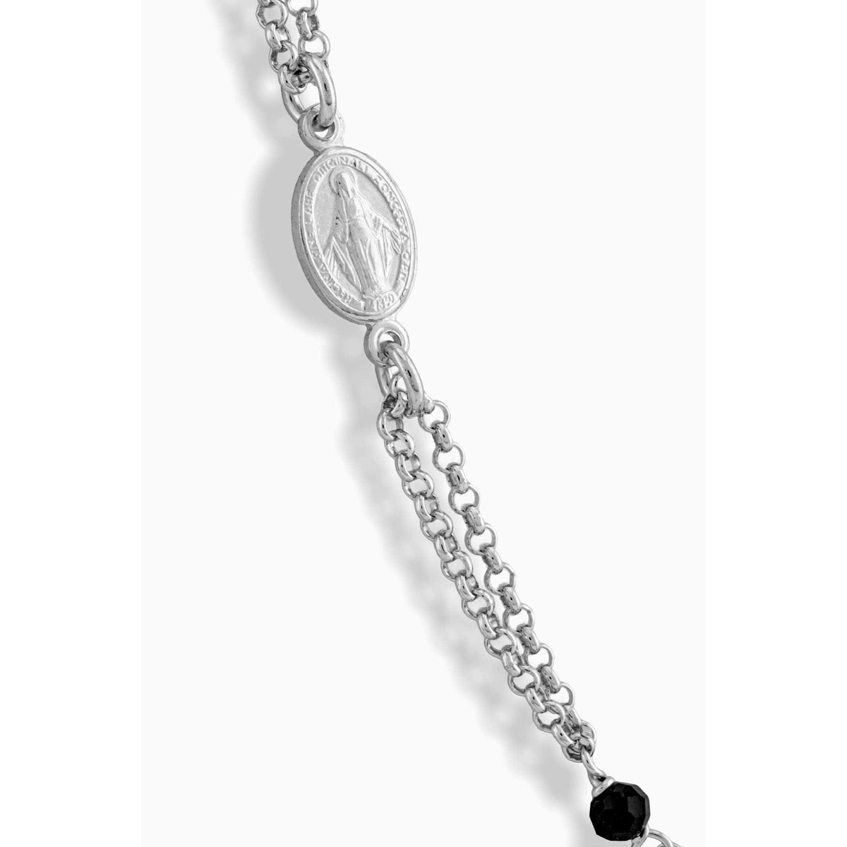 STERLING SILVER PLATED 3 MM BLACK BEADS NECKLACE