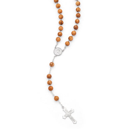 Sterling Silver Pope Leo XIV Olive Wood Rosary