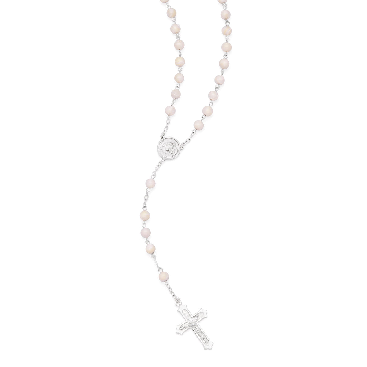 Sterling Silver Pope Leo XIV Rosary with Mother-of-Pearl Beads