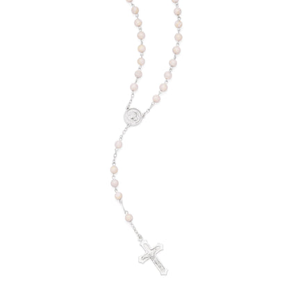 Sterling Silver Pope Leo XIV Rosary with Mother-of-Pearl Beads