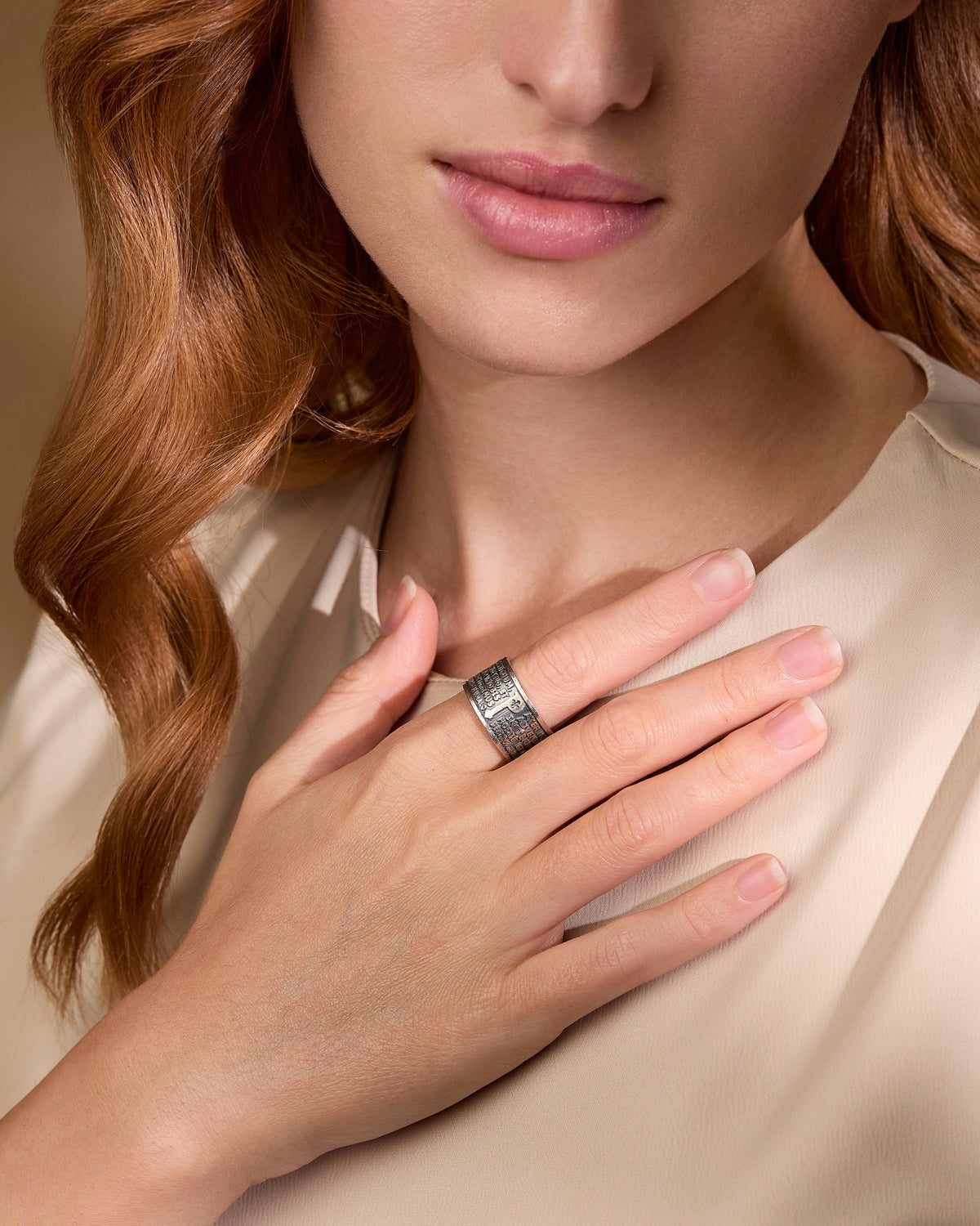 Sterling Silver Ring with the Lord's Prayer in Latin