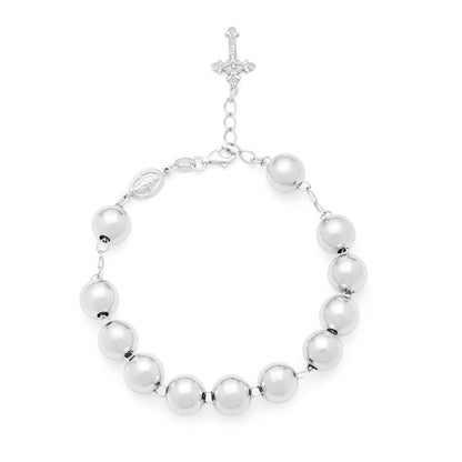 Sterling Silver Rosary Bracelet with Large Beads