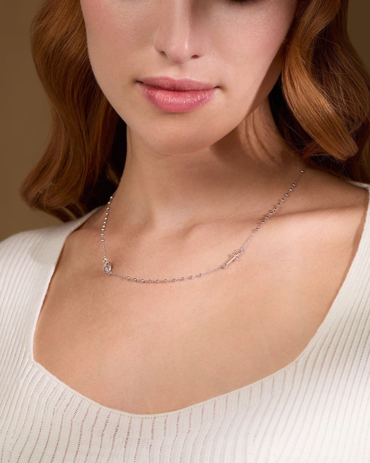 Sterling Silver Rosary Necklace
