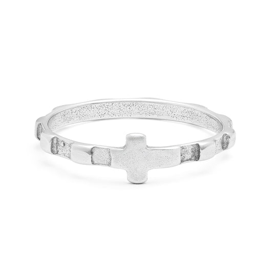 Sterling Silver Rosary Ring with Flat Beads