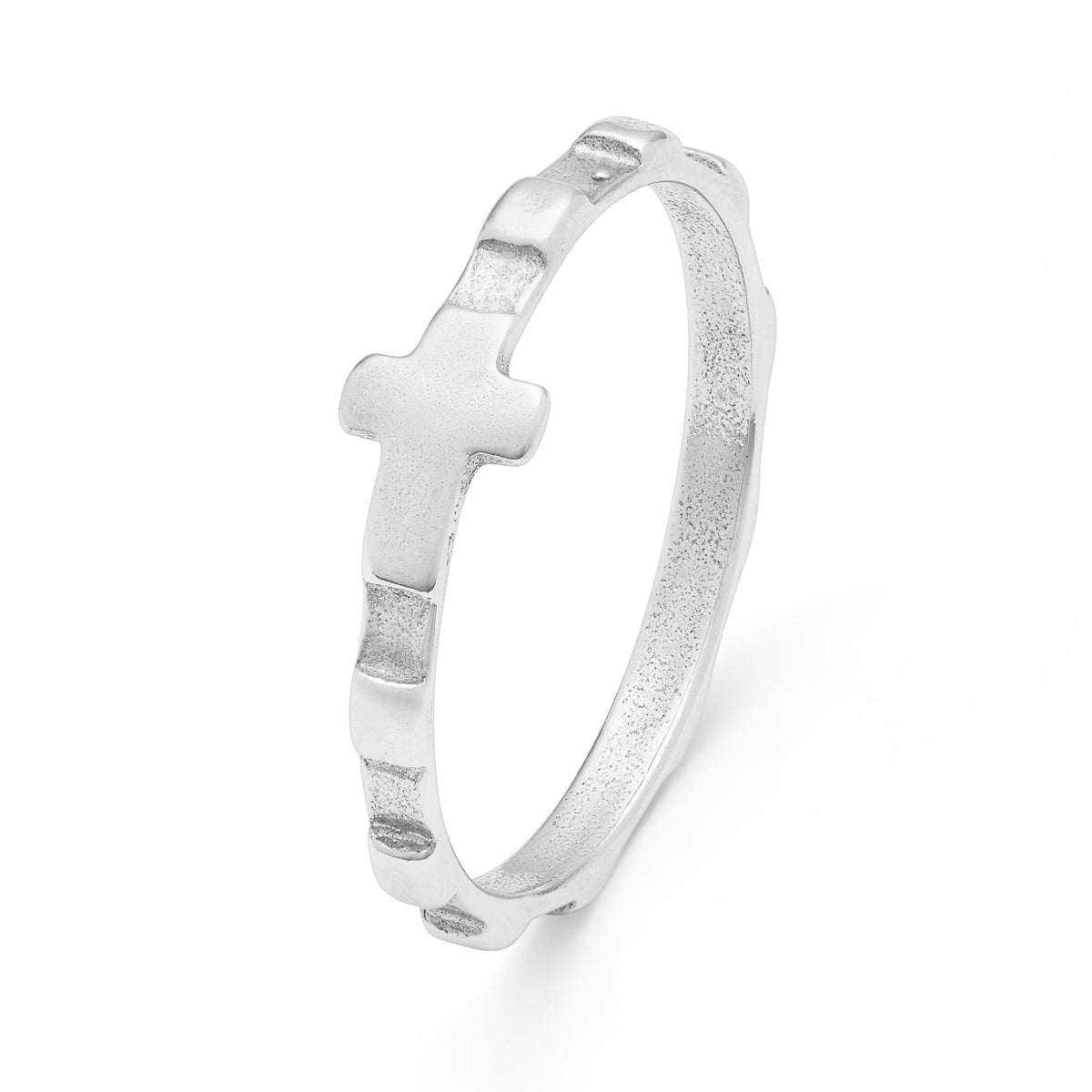 Sterling Silver Rosary Ring with Flat Beads