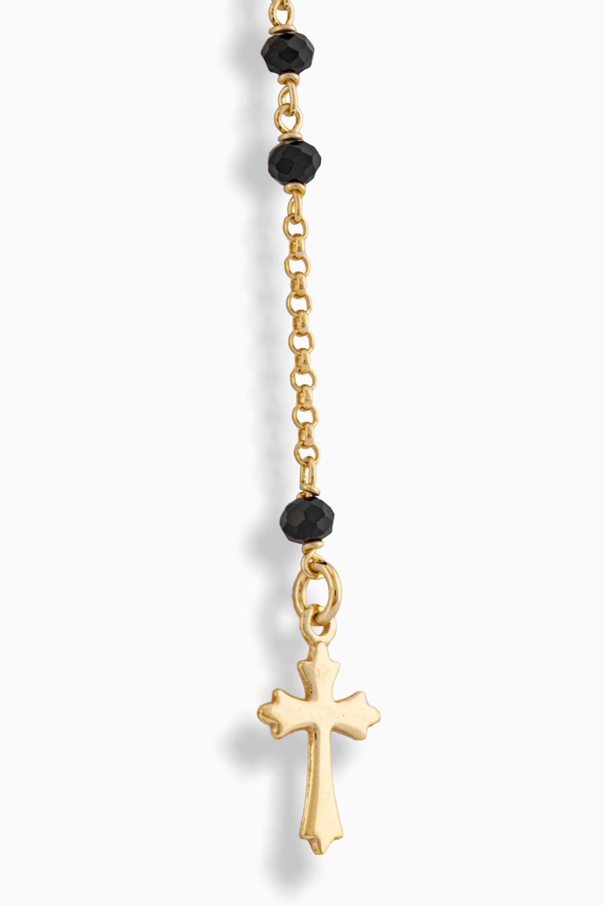 STERLING SILVER ROSARY SACRED HEART 3MM BLACK BEADS