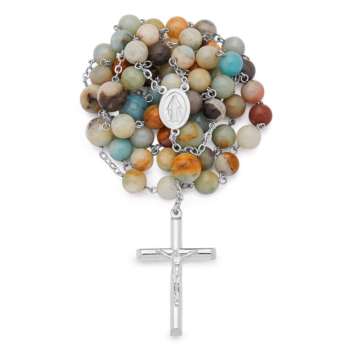 Sterling Silver Rosary with Amazonite Beads