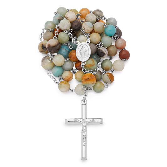 Sterling Silver Rosary with Amazonite Beads