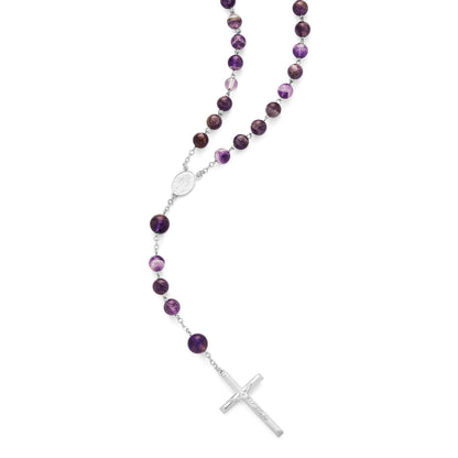 Sterling Silver Rosary with Amethyst Beads