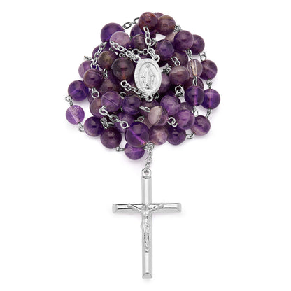 Sterling Silver Rosary with Amethyst Beads