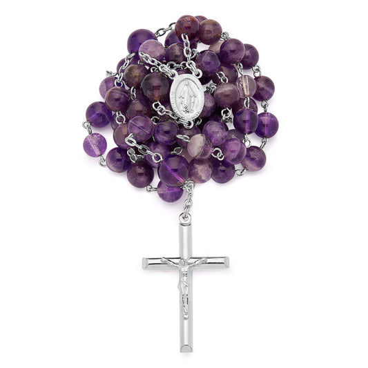 Sterling Silver Rosary with Amethyst Beads