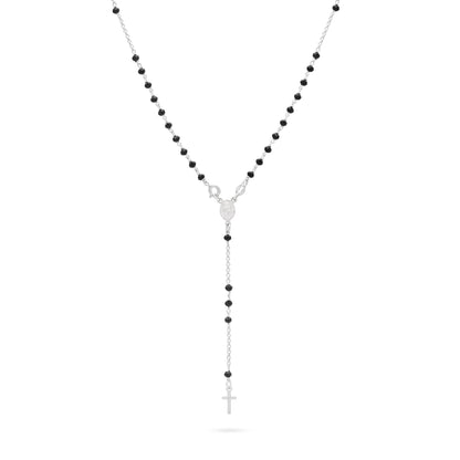 Sterling Silver Rosary with Black Beads