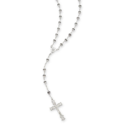 Sterling Silver Rosary with Faceted Clear Crystal Beads and Rhinestone Spacers