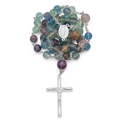 Sterling Silver Rosary with Fluorite Beads
