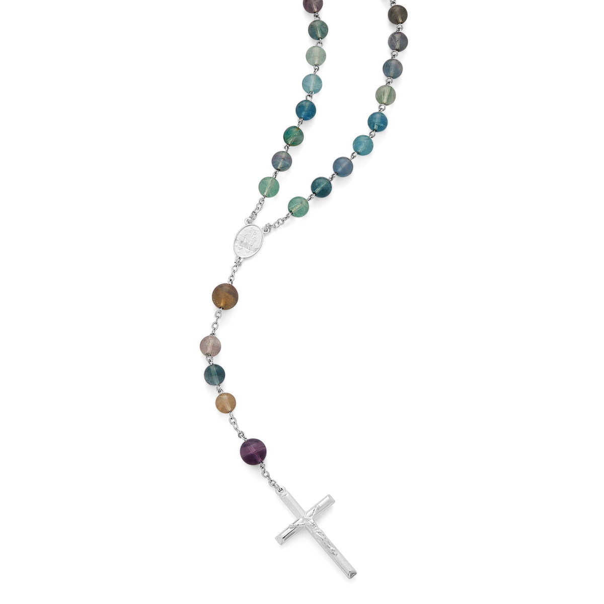 Sterling Silver Rosary with Fluorite Beads