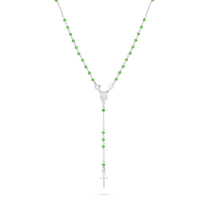 Sterling Silver Rosary with Green Beads