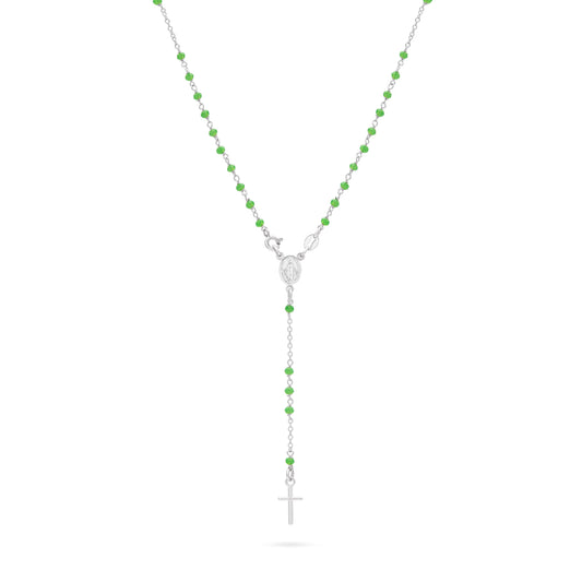Sterling Silver Rosary with Green Beads