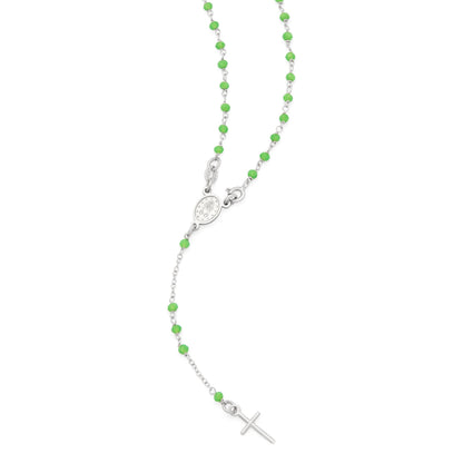 Sterling Silver Rosary with Green Beads