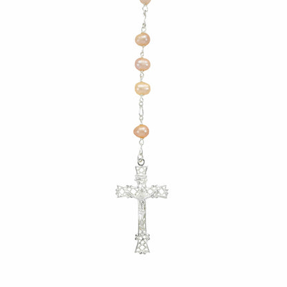 Sterling Silver Rosary with Lake Pearl Beads