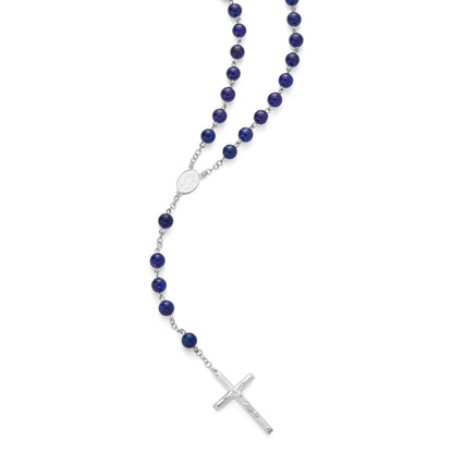 Sterling Silver Rosary with Lapis Lazuli Beads