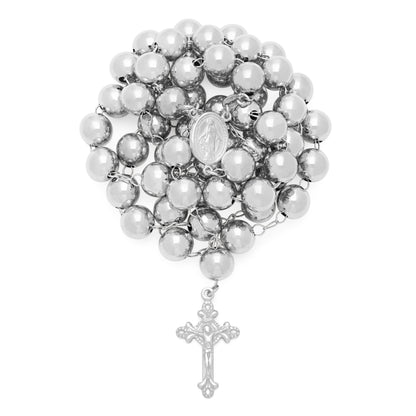 Sterling Silver Rosary with Large Beads