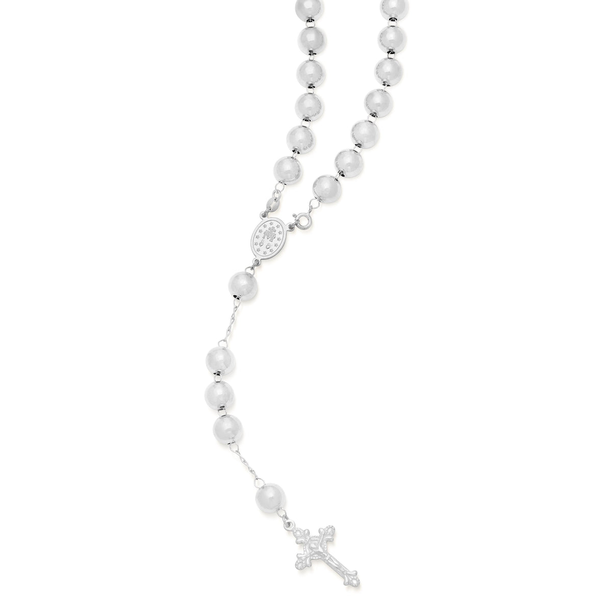 Sterling Silver Rosary with Large Beads