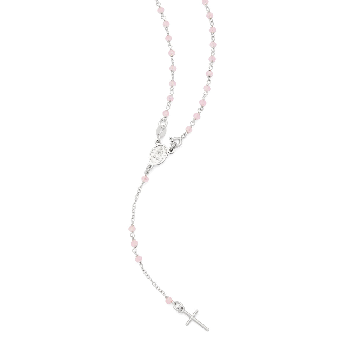 Sterling Silver Rosary with Light Pink Beads