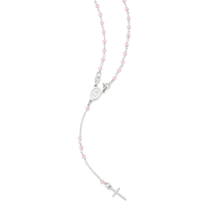 Sterling Silver Rosary with Light Pink Beads