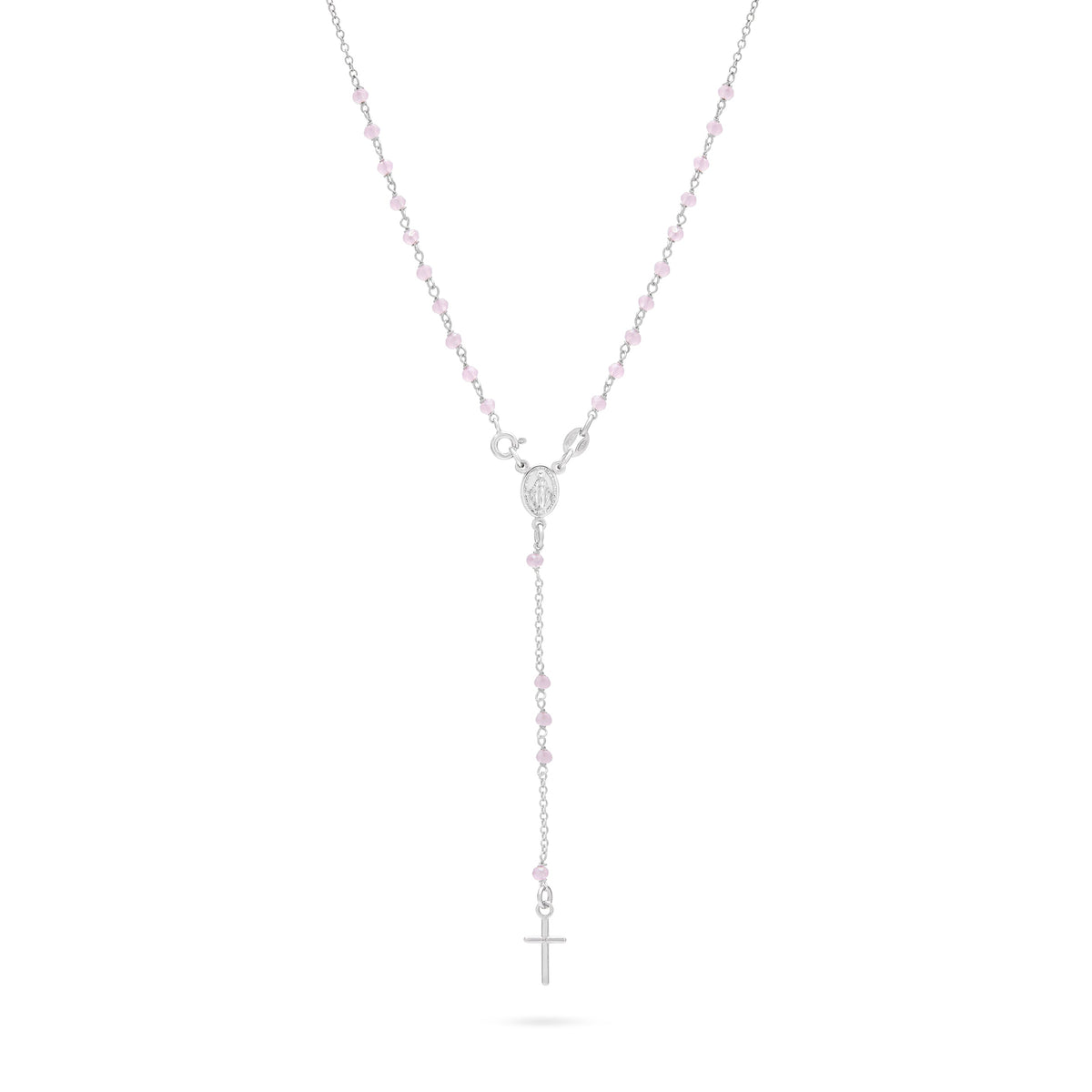 Sterling Silver Rosary with Light Pink Beads