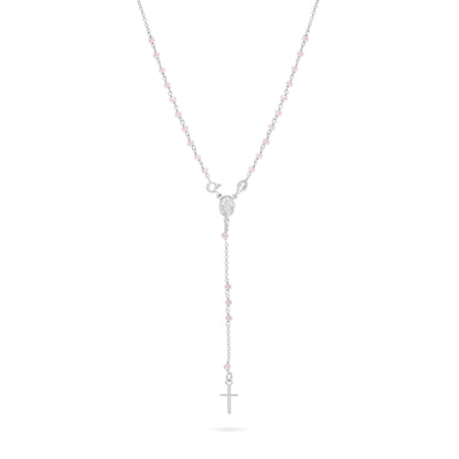 Sterling Silver Rosary with Light Pink Beads