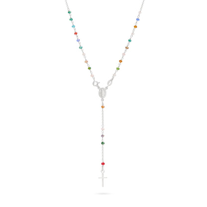 Sterling Silver Rosary with Multicolored Beads