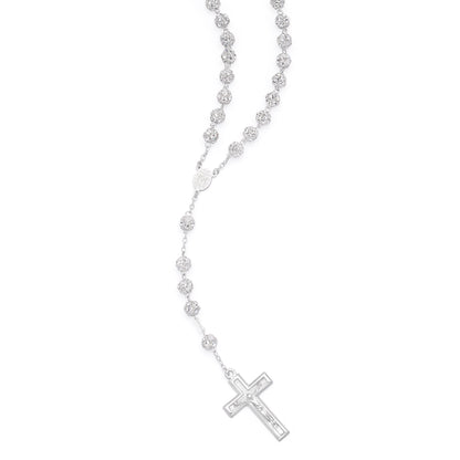 Sterling Silver Rosary with White Rhinestone Beads