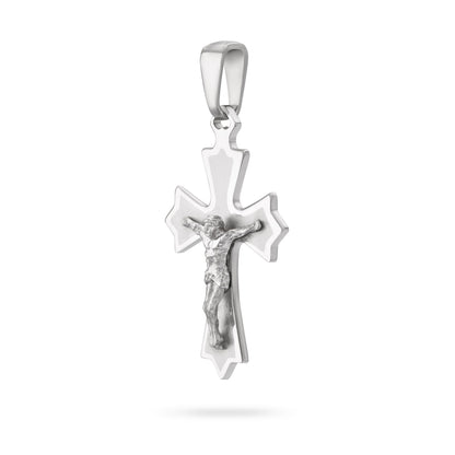 Sterling Silver Satin Finish Budded Crucifix Pendant