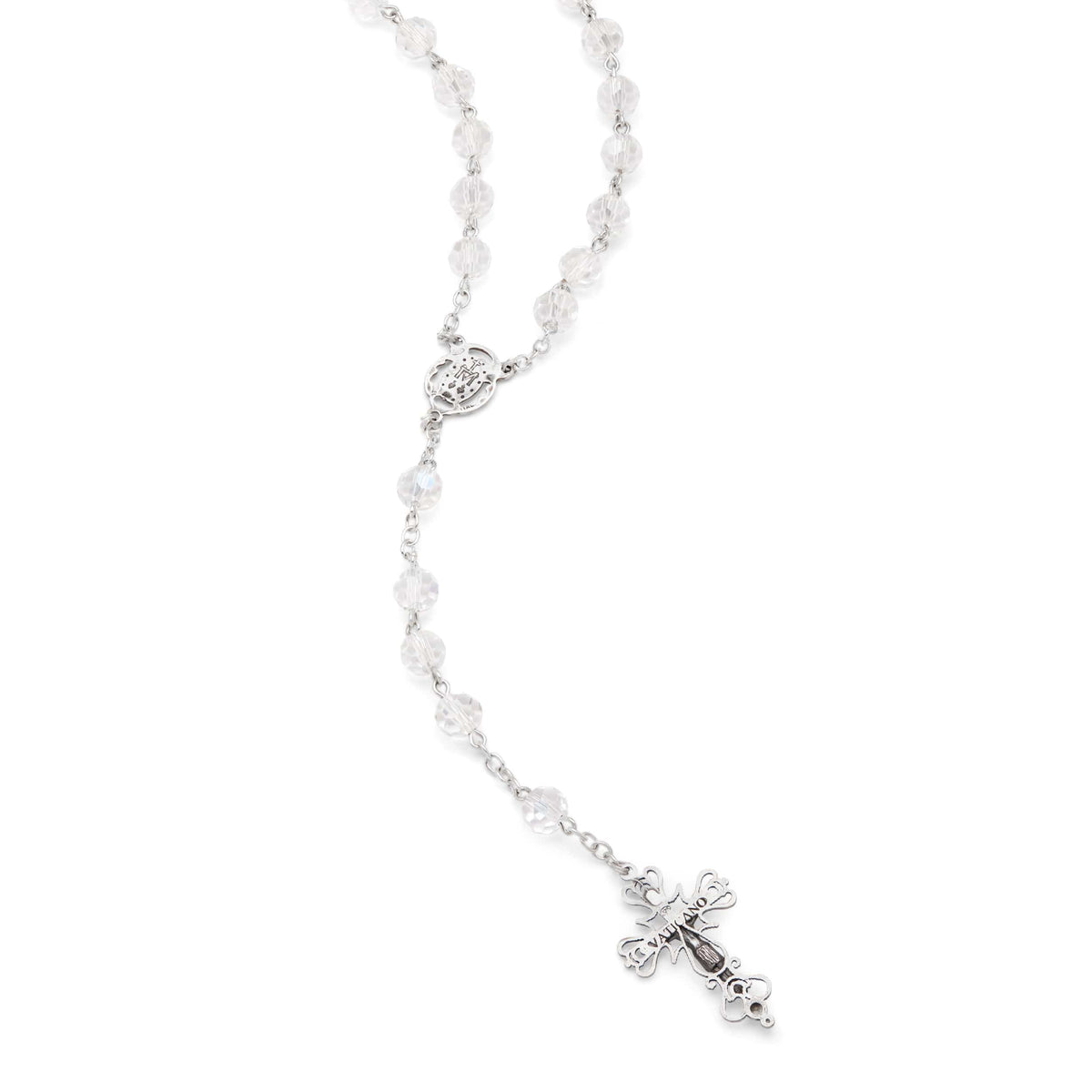 Miraculous Virgin Mary Rosary in Sterling Silver and Crystal