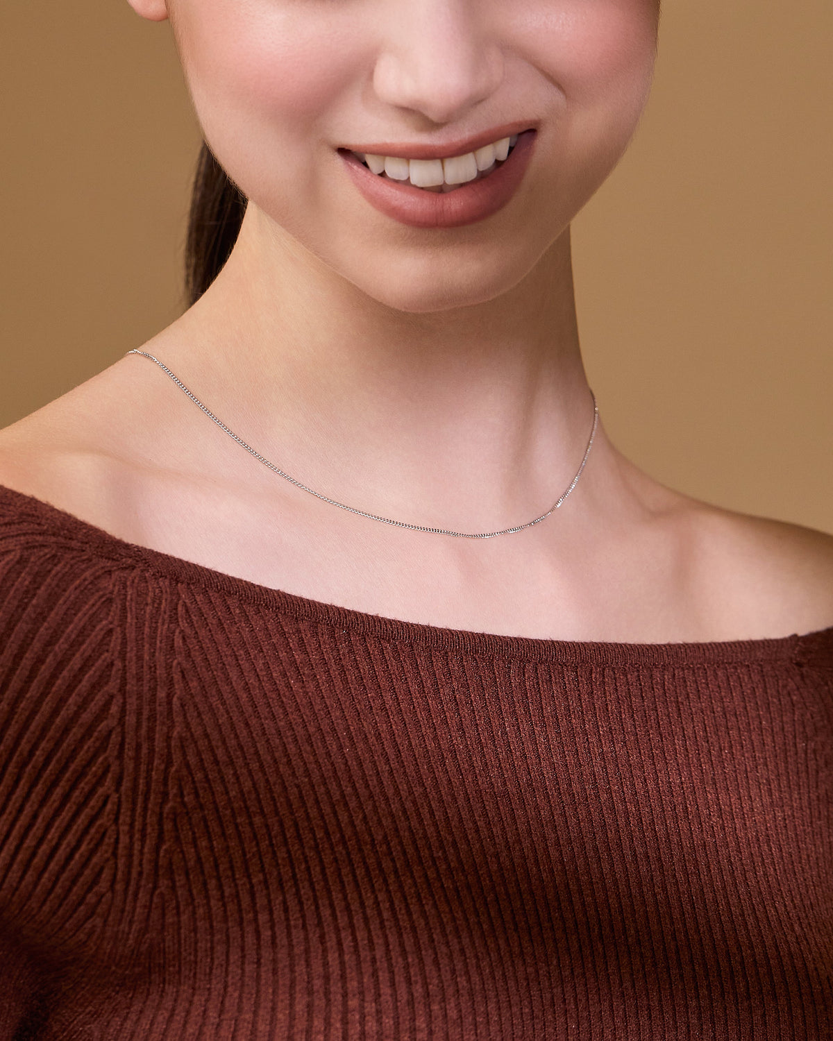 Sterling Silver Thin Curb Chain Necklace