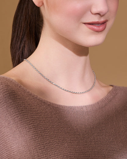Sterling Silver Torchon Chain Necklace