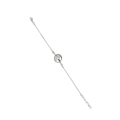 Sterling Silver Tree of Life Bracelet with Two Crystals