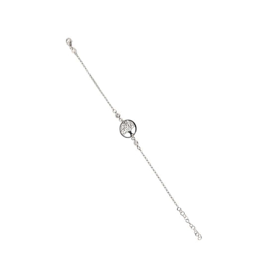 Sterling Silver Tree of Life Bracelet with Two Crystals