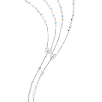 Sterling Silver Wedding Lazo with Crystal and White Lampwork Beads
