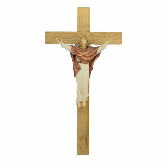 Straight Wooden Risen Christ Crucifix