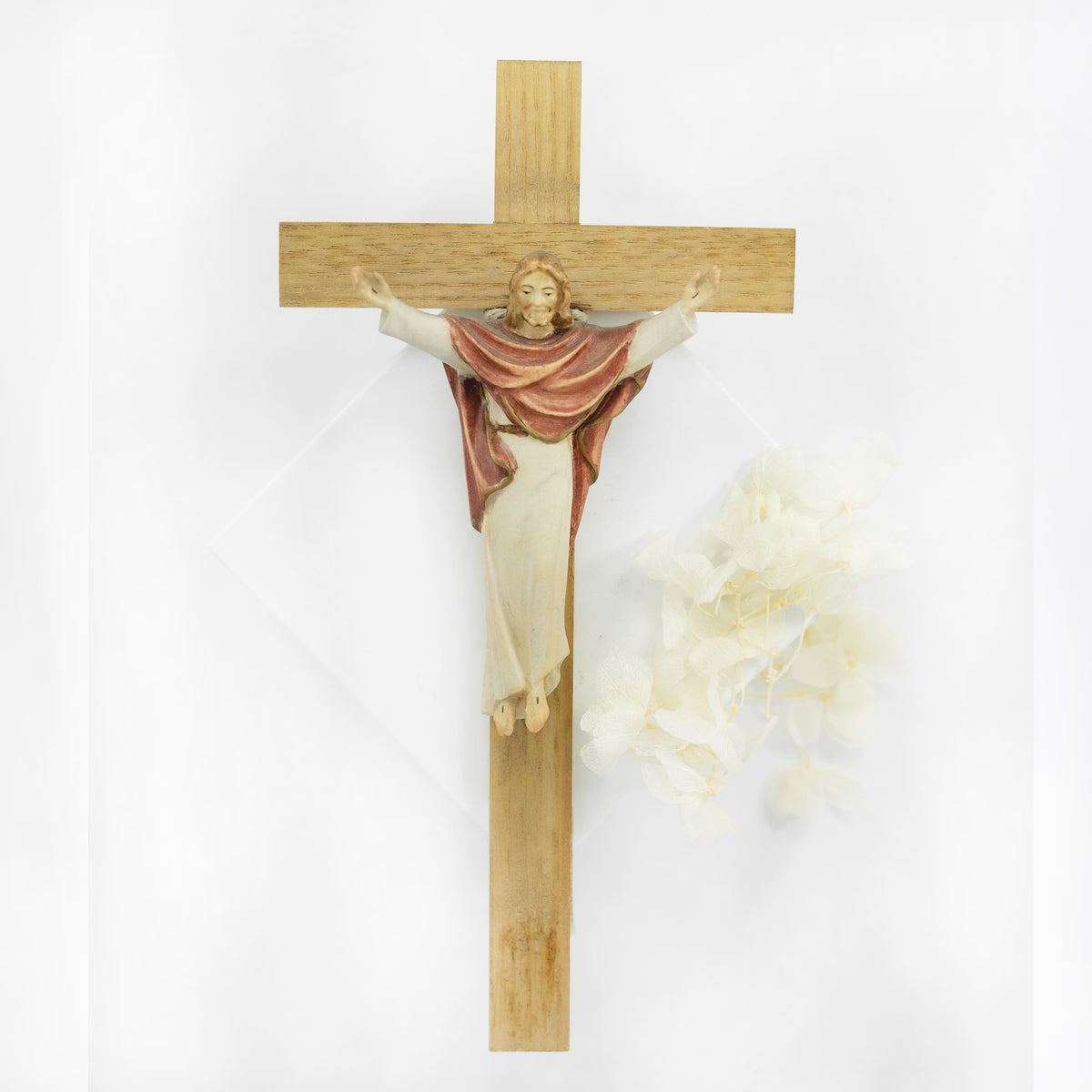 Straight Wooden Risen Christ Crucifix