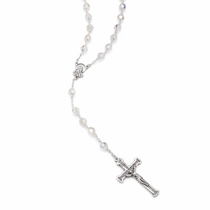 Sterling Silver Our Lady of Sorrows Rosary with Clear Crystal Beads