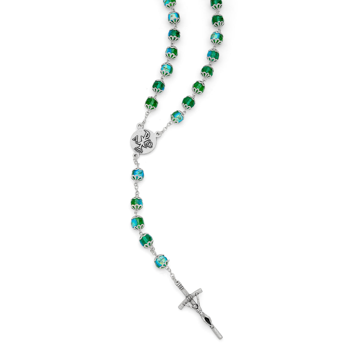 Totus Tuus Virgin Green Crystal Rosary