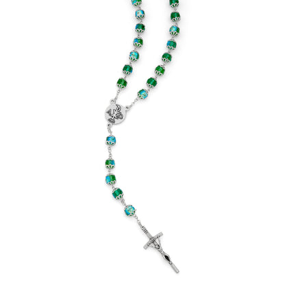 Totus Tuus Virgin Green Crystal Rosary