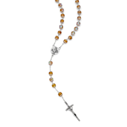 Totus Tuus Virgin Mary Topaz Color Crystal Rosary