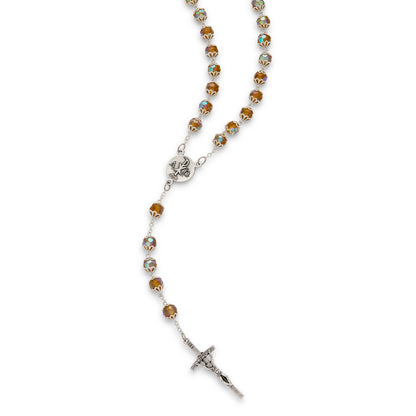 Totus Tuus Virgin Mary Topaz Color Crystal Rosary