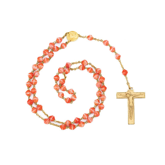 Traditional Orange Rosary Beads in Silver Gilt